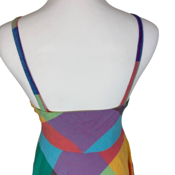 Liz Claiborne Womens Rainbow Patchwork Linen Blend Midi Dress Multi Color Size 6 - Picture 6 of 11